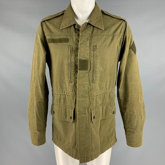SAINT LAURENT Size 38 Khaki Cotton Ramie Utility Jacket - Picture 1 of 6